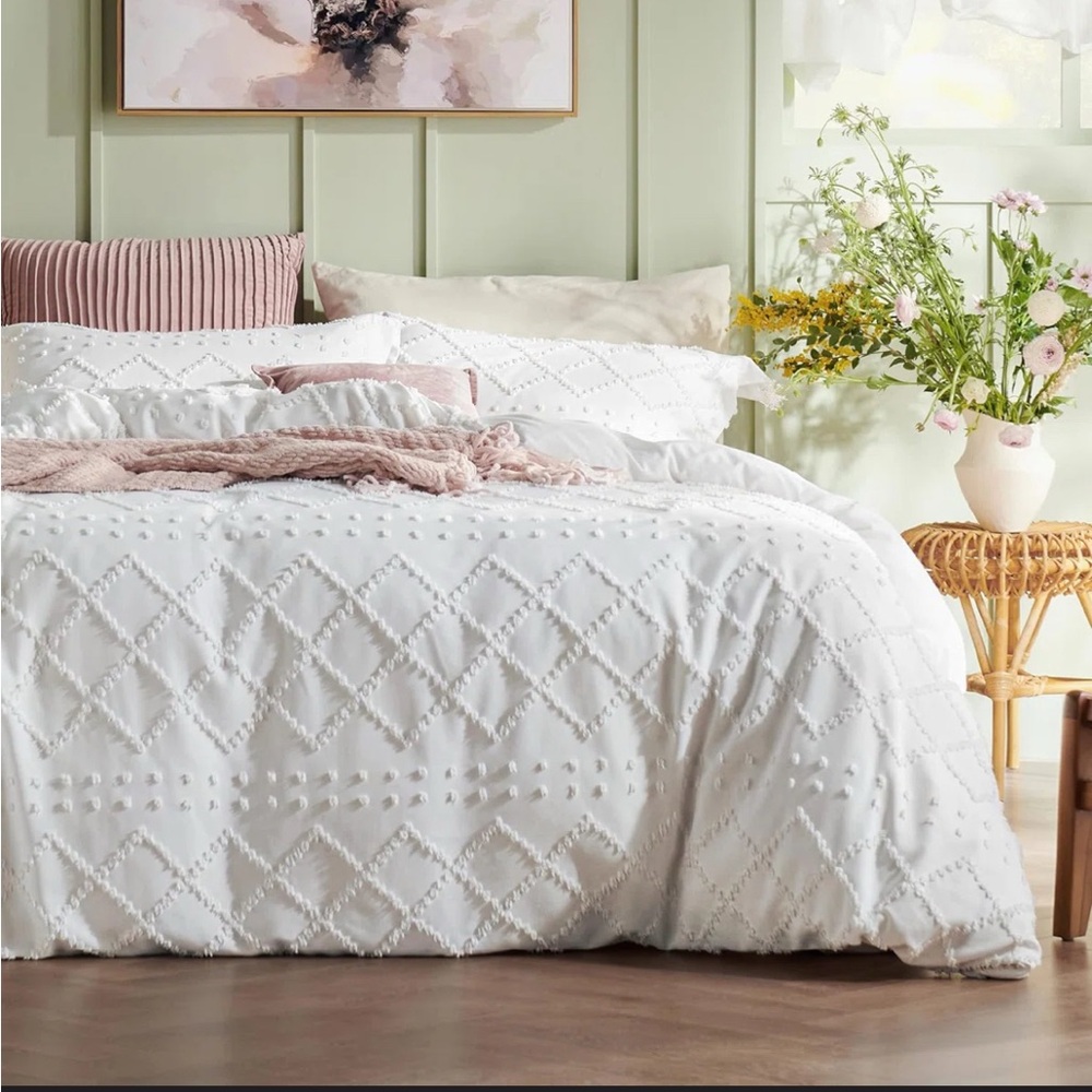 Bedsure Boho Duvet Cover Set- Embroidery Shabby Chic Home Bedding